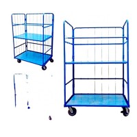 folding steel logistic trolley,storage roll cage trolley carts